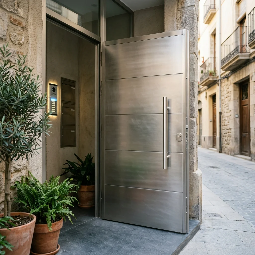 Puertas de zaguán en aluminio, hierro y acero inox en Torrent
